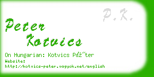 peter kotvics business card